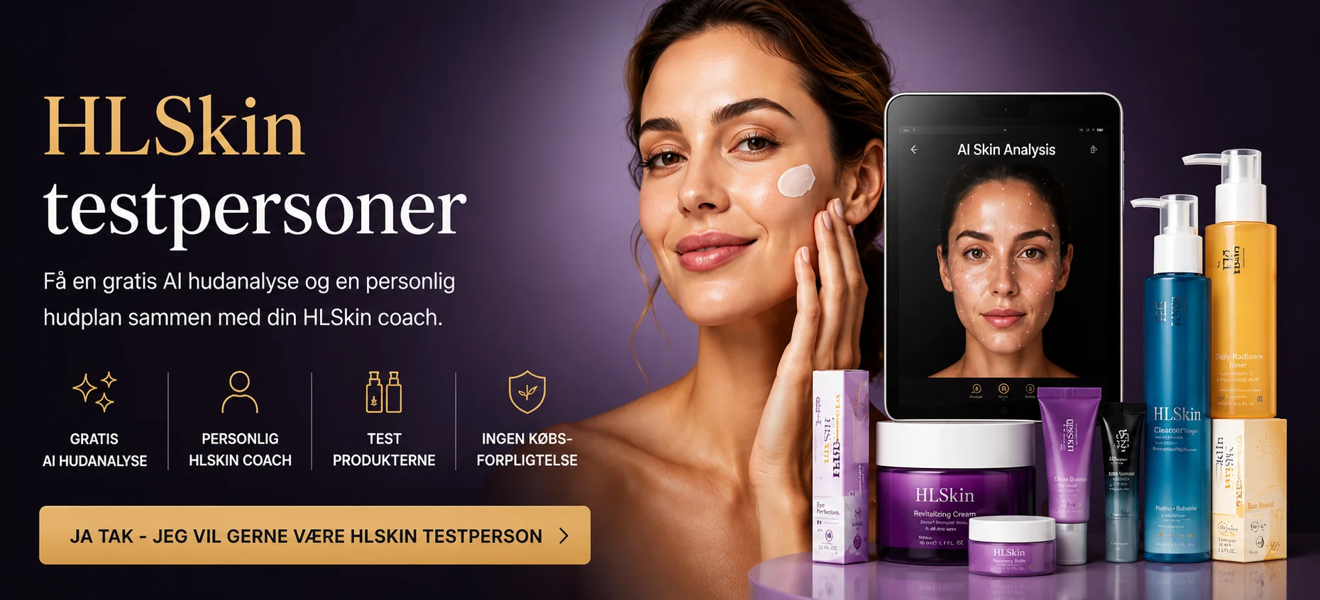 HLSkin testpersoner - gratis AI hudanalyse og personlig hudplan